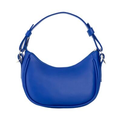 bolso o cartera color azul en cuero vegano, sintetico de alta calidad